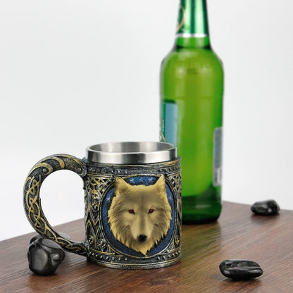 3D Wolf Mug Stainless Steel