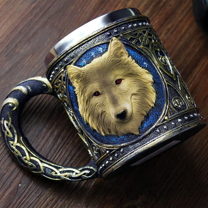 3D Wolf Mug Stainless Steel