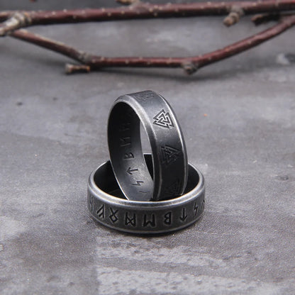 Stainless Steel Odin Rune Rings Amulet