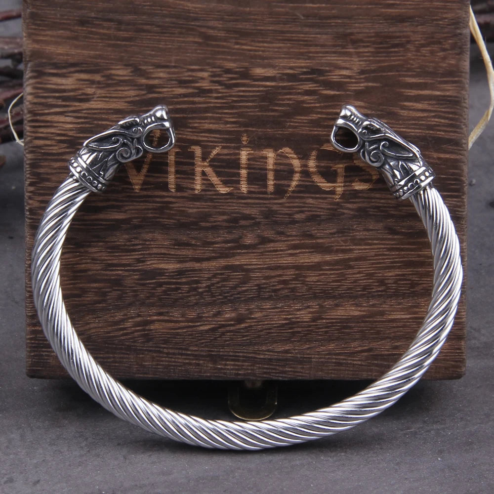 Stainless Steel Viking Dragon Cuff Bracelet