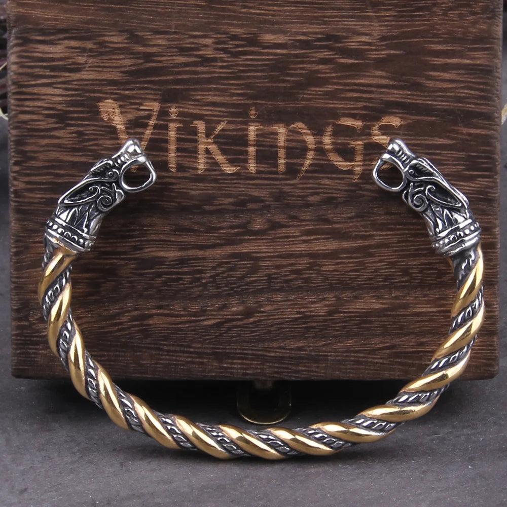 Stainless Steel Viking Dragon Cuff Bracelet