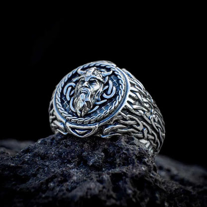 925 Sterling Silver Viking Head Ring