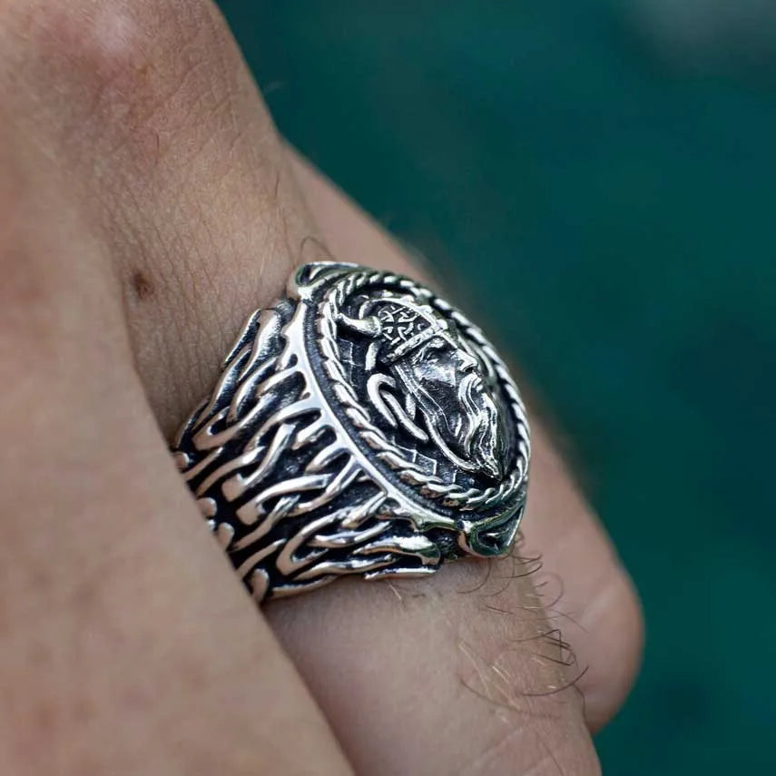 925 Sterling Silver Viking Head Ring