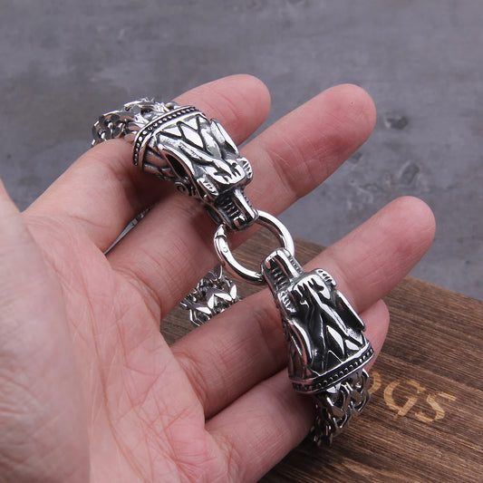 Never-Fade Viking Wolf Biker Bracelet