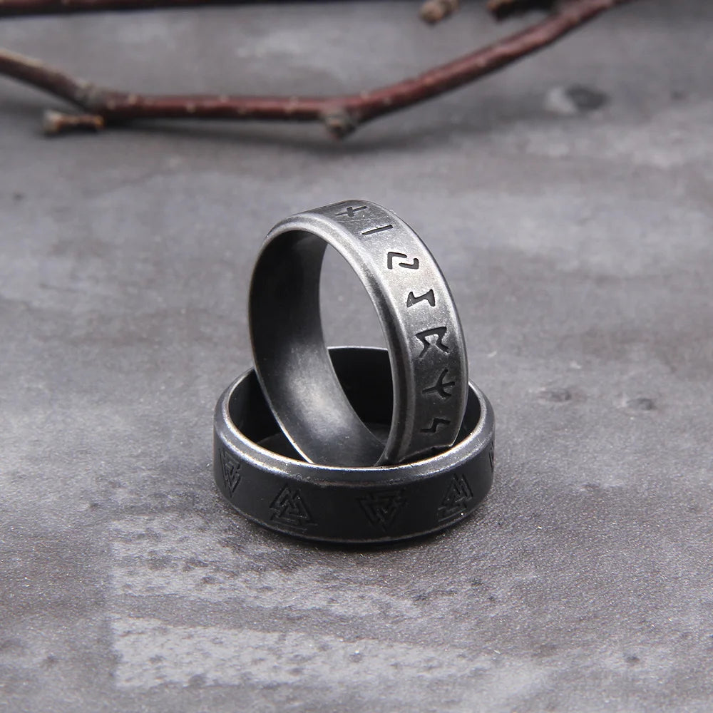 Stainless Steel Odin Rune Rings Amulet