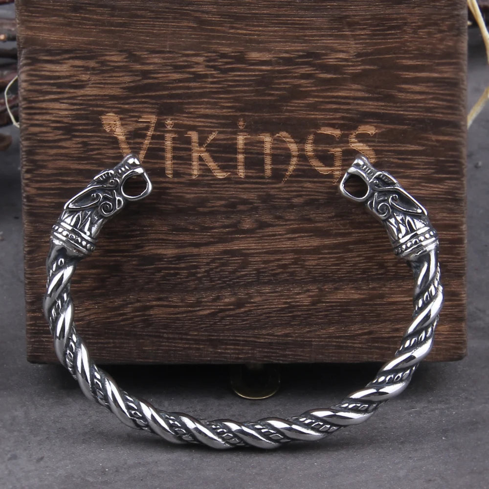 Stainless Steel Viking Dragon Cuff Bracelet