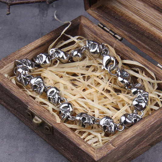 Skulls Stainless Steel Chain Bracelet