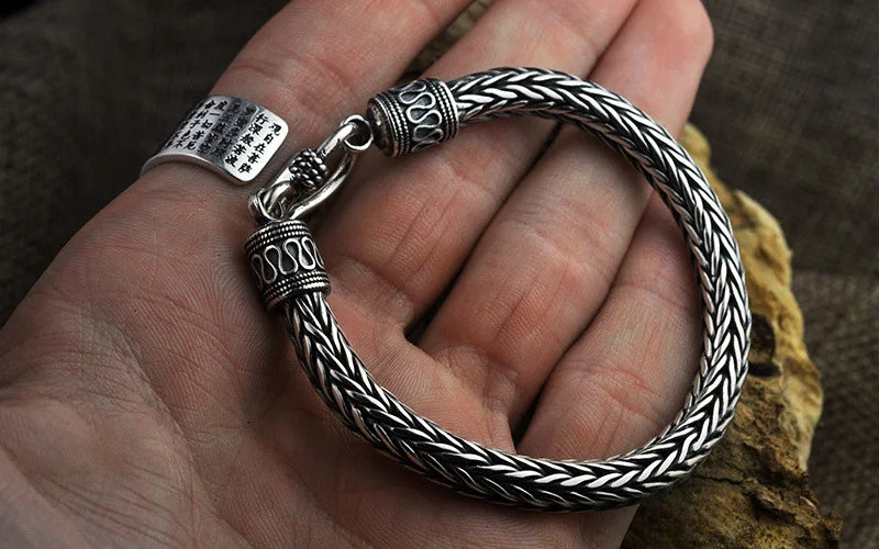 S925 Sterling Silver Vikings Chain Bracelet