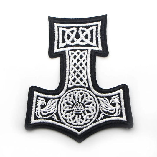 Mjolnir Thor Hammer Embroidered Iron-On Patch