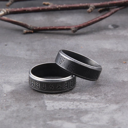 Stainless Steel Odin Rune Rings Amulet