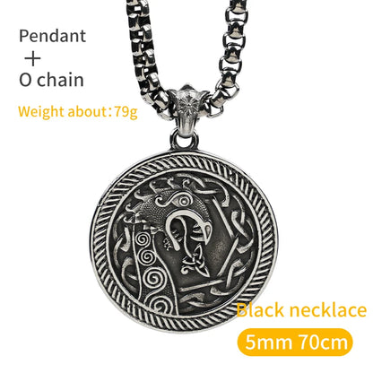 Viking Wolf Stainless Steel Wizard Necklace for Men