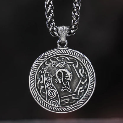 Viking Wolf Stainless Steel Wizard Necklace for Men