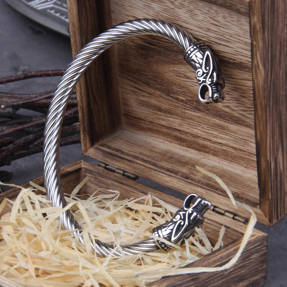 Stainless Steel Viking Dragon Cuff Bracelet