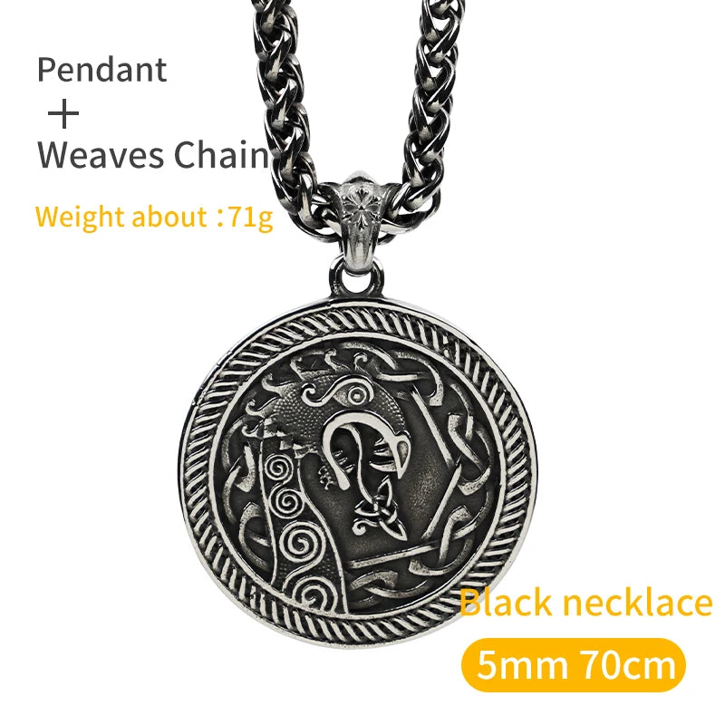 Viking Wolf Stainless Steel Wizard Necklace for Men