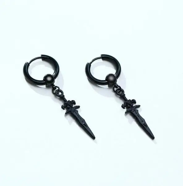 Gothic Dagger Hoop Earrings