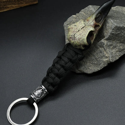 Odin Crow Skeleton Paracord Keychain