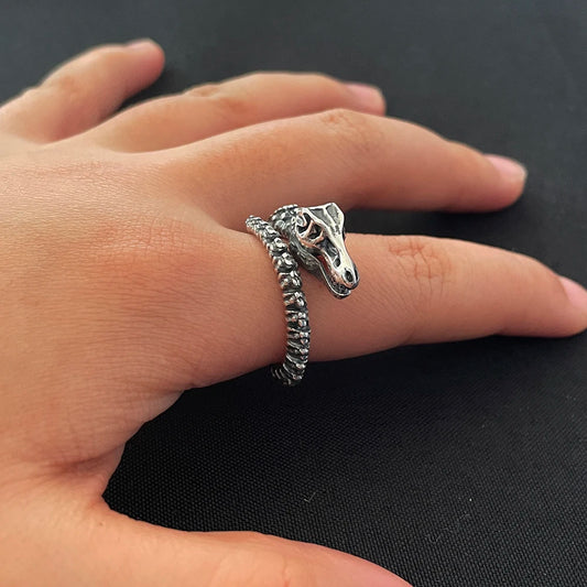 925 Sterling Silver Adjustable Dragon Ring