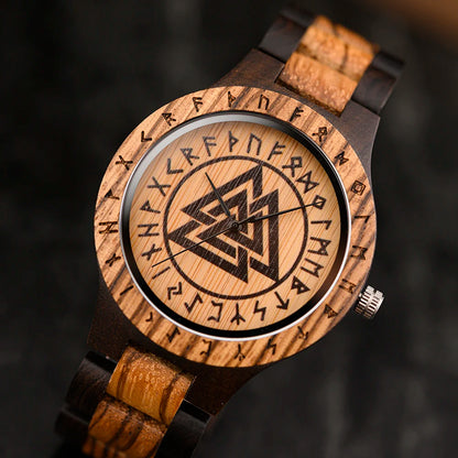 Valknut Wooden Viking Wristwatch