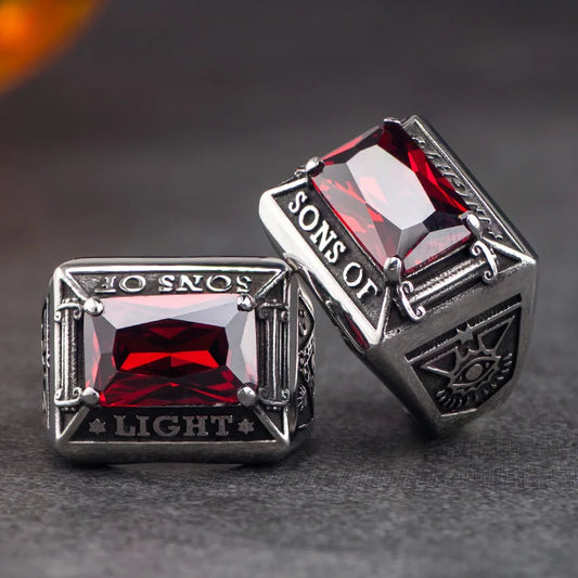 Ruby Masonic Index Ring