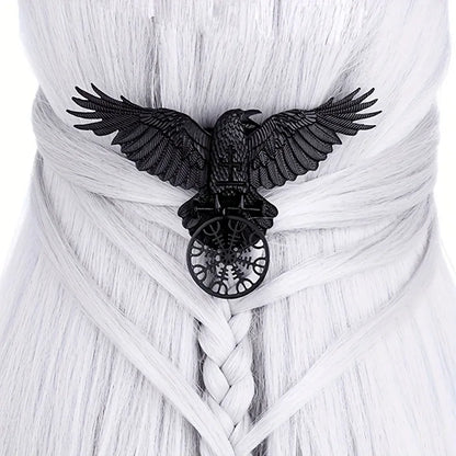 Viking Black Crow Hair Clip