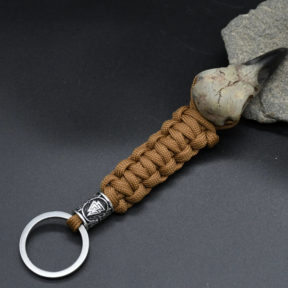 Odin Crow Skeleton Paracord Keychain