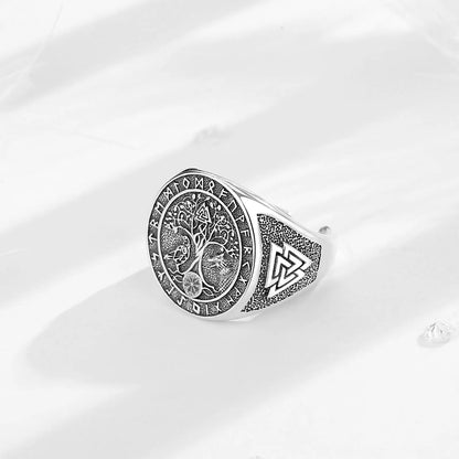 925 Sterling Silver Viking Raven Wolf Ring