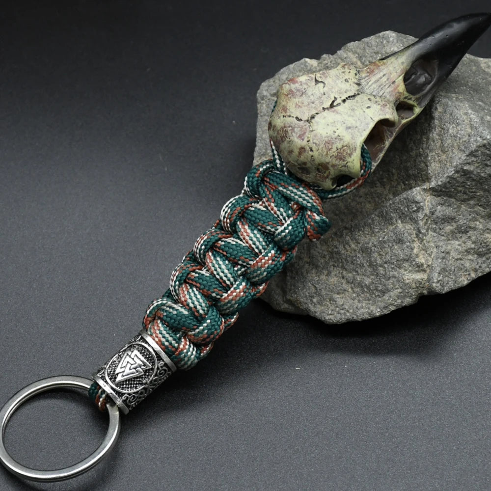 Odin Crow Skeleton Paracord Keychain