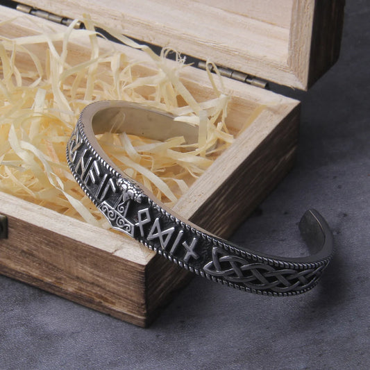 Nordic Rune Bangle with Thor’s Hammer