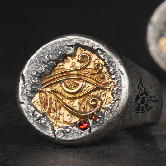 Pharaoh's Treasure Ring - Eye of Horus 925 Sterling Silver