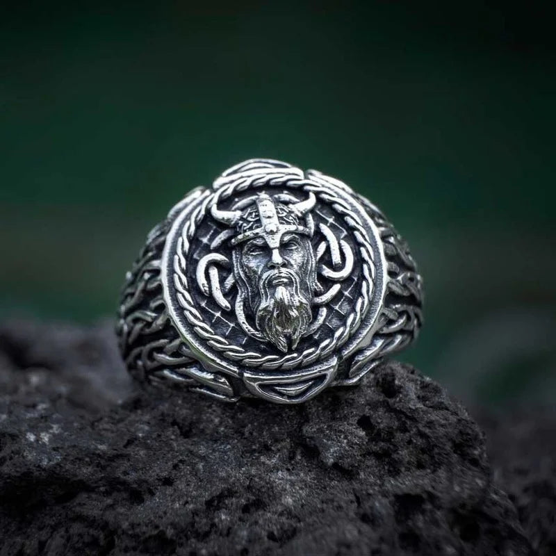 925 Sterling Silver Viking Head Ring