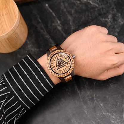 Valknut Wooden Viking Wristwatch