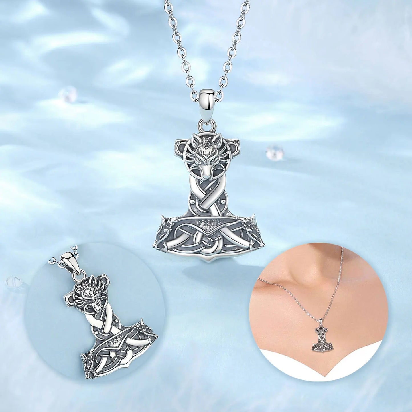 925 Sterling Silver Thor's Hammer Mjolnir Necklace