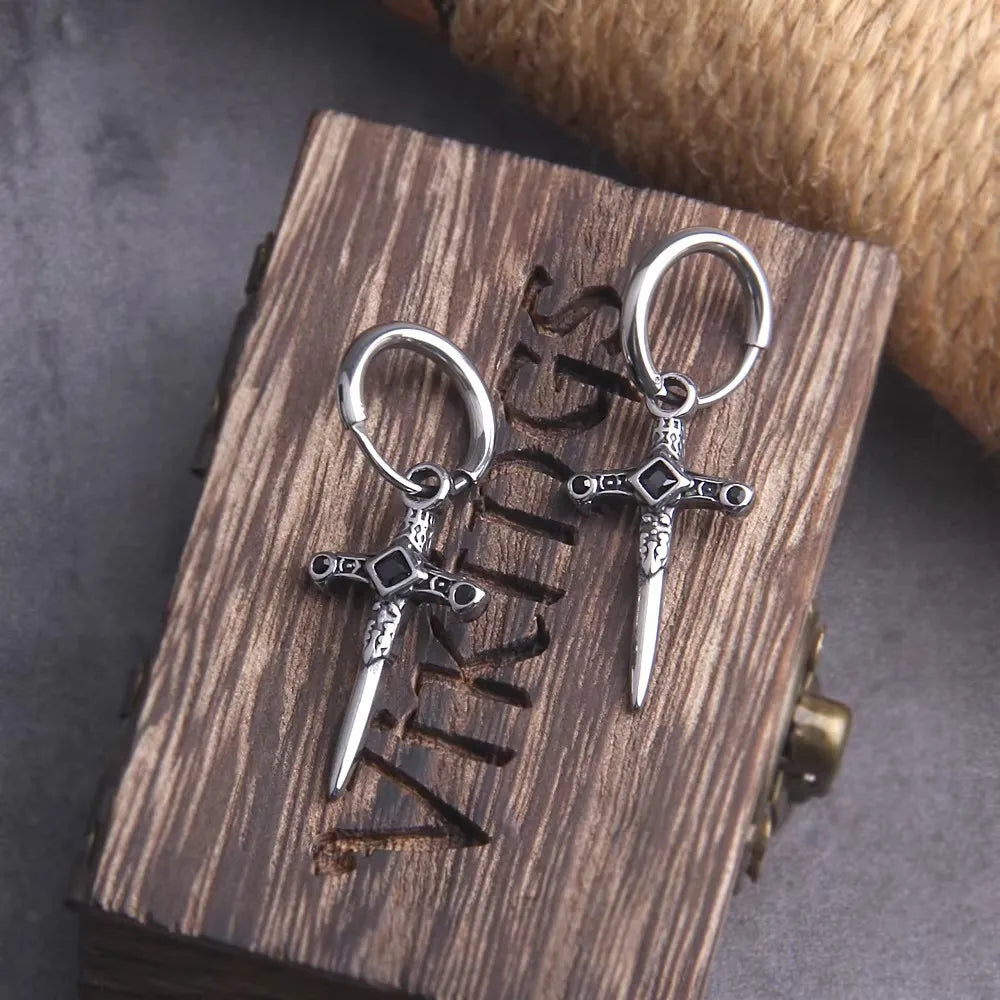 Gothic Dagger Hoop Earrings