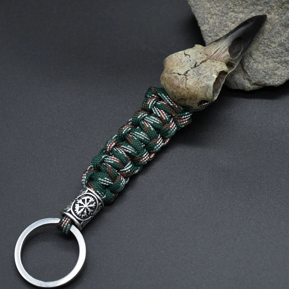 Odin Crow Skeleton Paracord Keychain