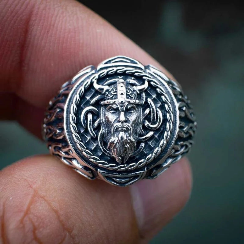 925 Sterling Silver Viking Head Ring