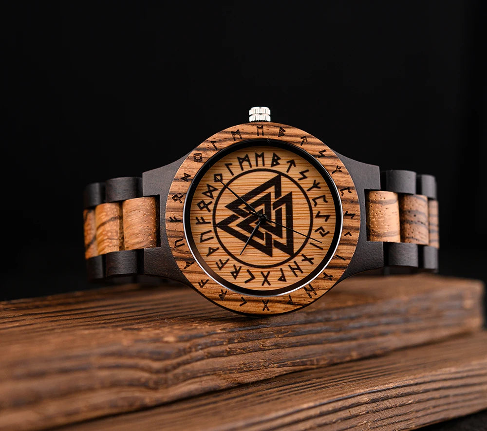 Valknut Wooden Viking Wristwatch