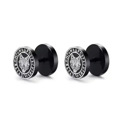 Fenrir Runic Stainless Steel Stud Earrings