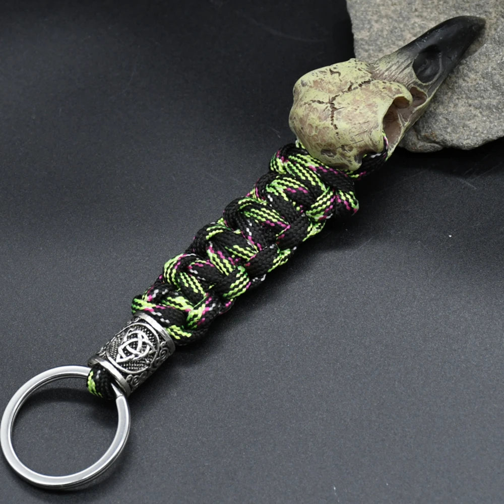 Odin Crow Skeleton Paracord Keychain