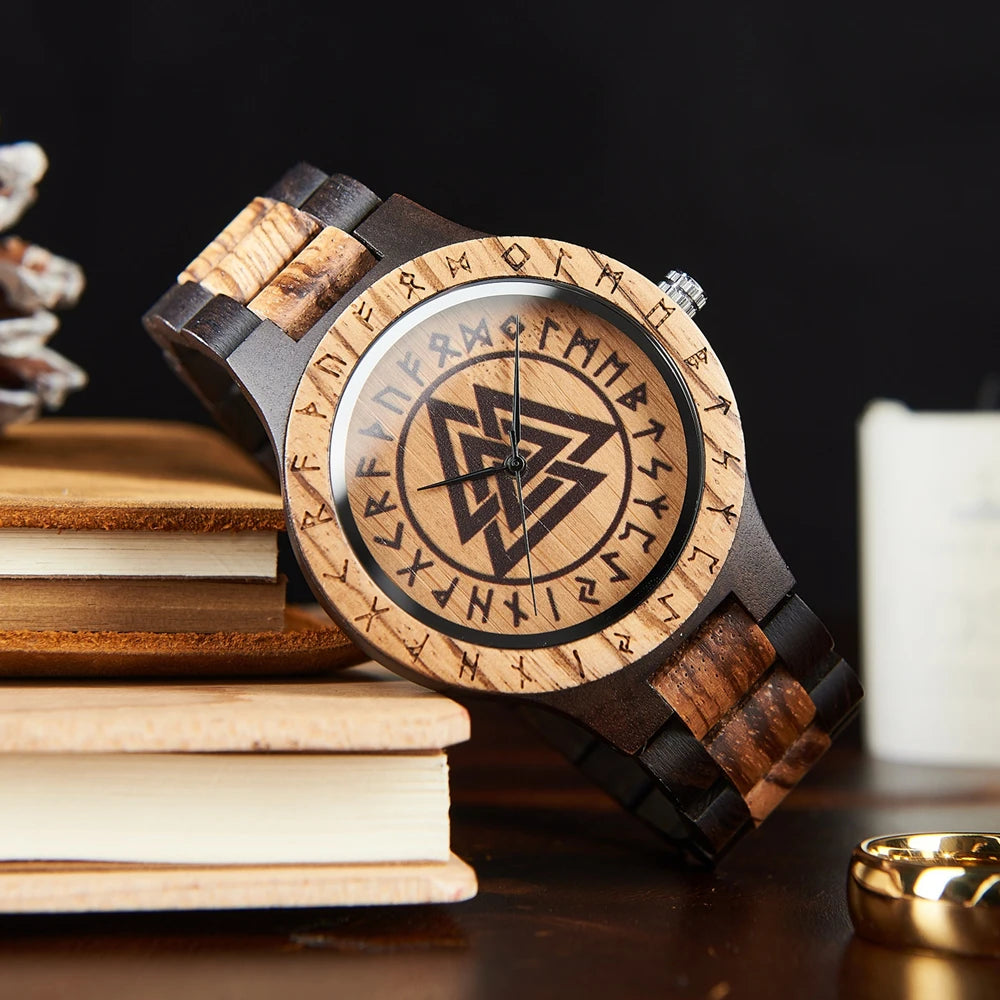 Valknut Wooden Viking Wristwatch