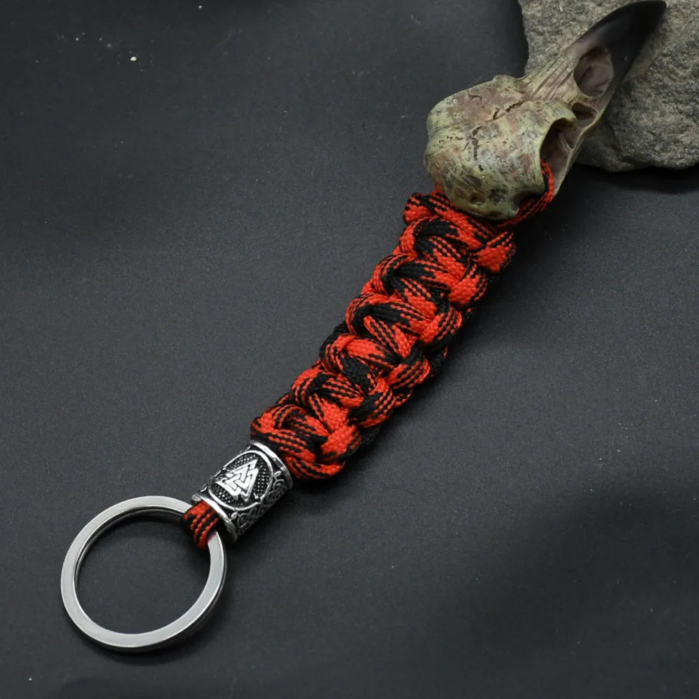 Odin Crow Skeleton Paracord Keychain