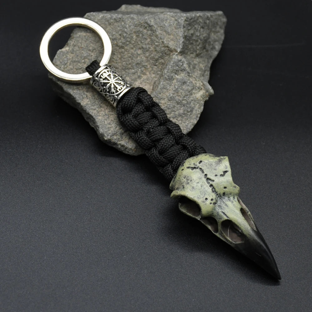 Odin Crow Skeleton Paracord Keychain