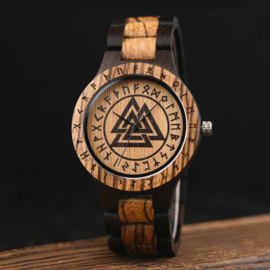 Valknut Wooden Viking Wristwatch