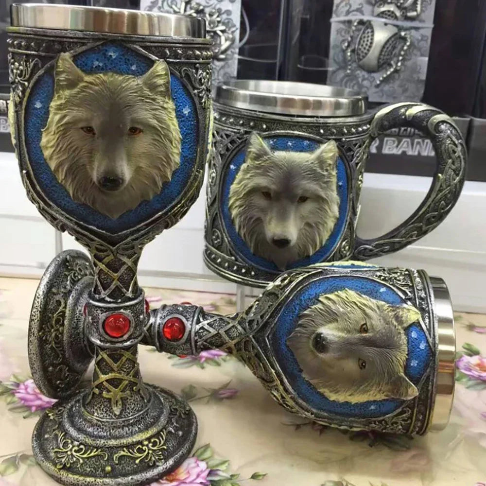 3D Wolf Goblet Stainless Steel