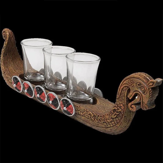 Viking Ship Shot Glass Set