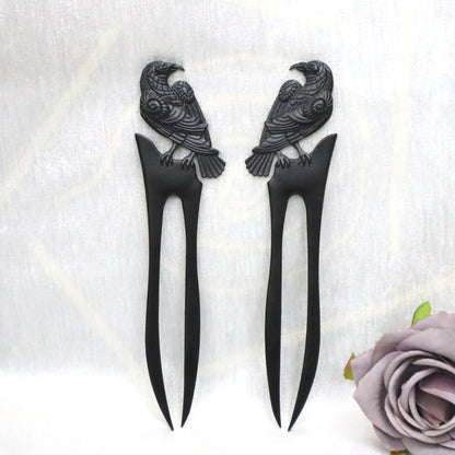 Raven Hair Stick Reversible Viking Hairpin