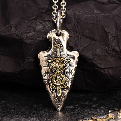 925 Silver Decorative Spearhead Necklace