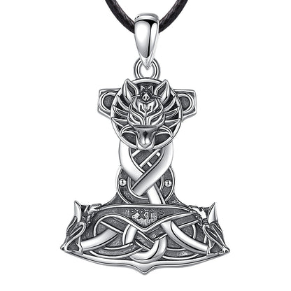 925 Sterling Silver Thor's Hammer Mjolnir Necklace