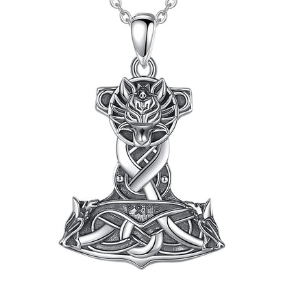 925 Sterling Silver Thor's Hammer Mjolnir Necklace