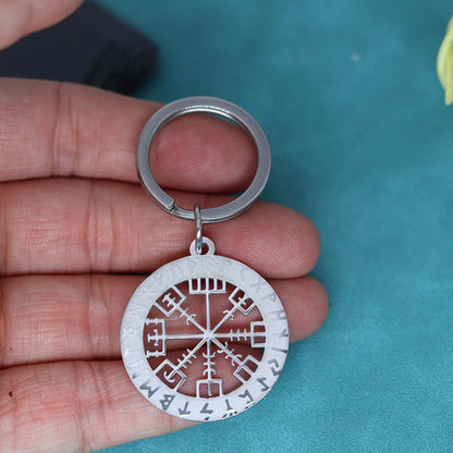 Viking Rune Compass Vegvisir Keychain