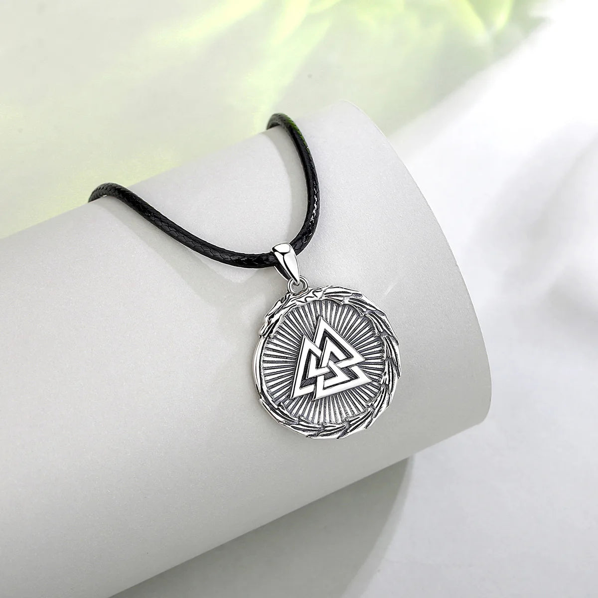 925 Sterling Silver Viking Valknut Ouroboros Necklace